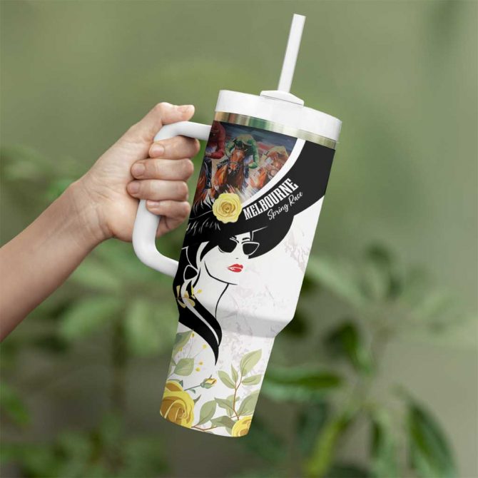Melbourne Horse Racing Derby Day Custom Stanley Quencher 40oz Stainless Steel Tumbler With Handle - Image 4