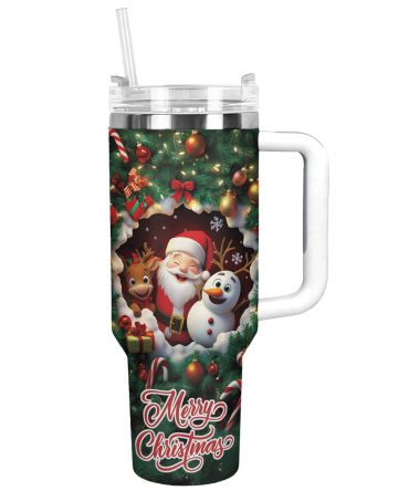 Merry Christmas Custom Stanley Quencher 40oz Stainless Steel Tumbler With Handle