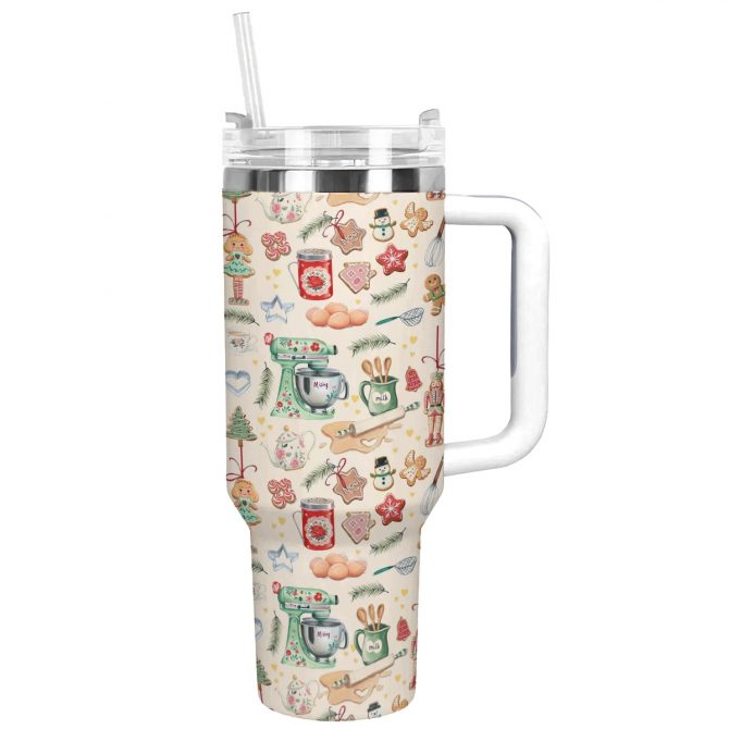 Merry Mixer Christmas Custom Stanley Quencher 40oz Stainless Steel Tumbler With Handle