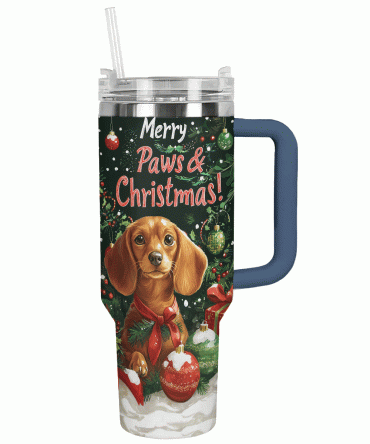 Merry Paws Christmas Custom Stanley Quencher 40oz Stainless Steel Tumbler With Handle