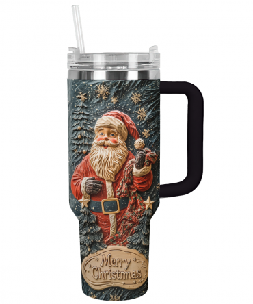 Merry Santa Delight Christmas Custom Stanley Quencher 40oz Stainless Steel Tumbler With Handle
