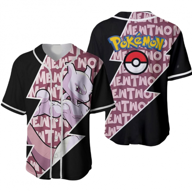 Stylish Pokémon Mewtwo Baseball Jersey - Limited Edition Fan Apparel
