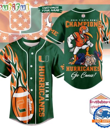 Miami Hurricanes 2026 NCAA Fiesta Bowl Champions Baseball Jersey