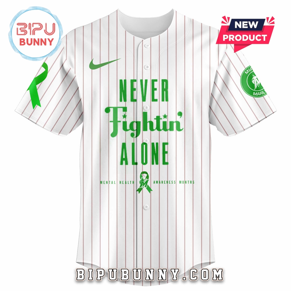 Miami Marlins MLB Mental Health Awareness Baseball Jersey - Image 2