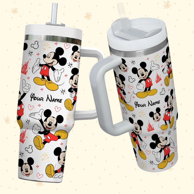 Mickey Mouse Disney Cartoon Custom Stanley Quencher 40oz Stainless Steel Tumbler With Handle - Image 3