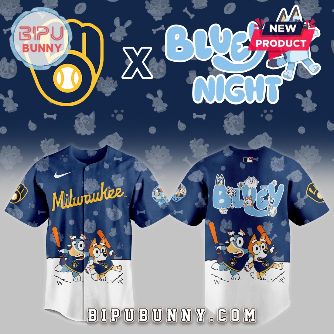 Milwaukee Brewers 2025 Bluey Night Baseball Jersey - Image 2