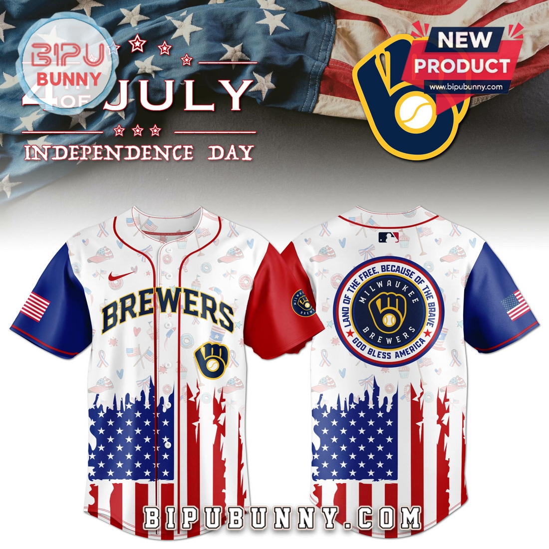 Milwaukee Brewers Independence Day Baseball Jersey 2025