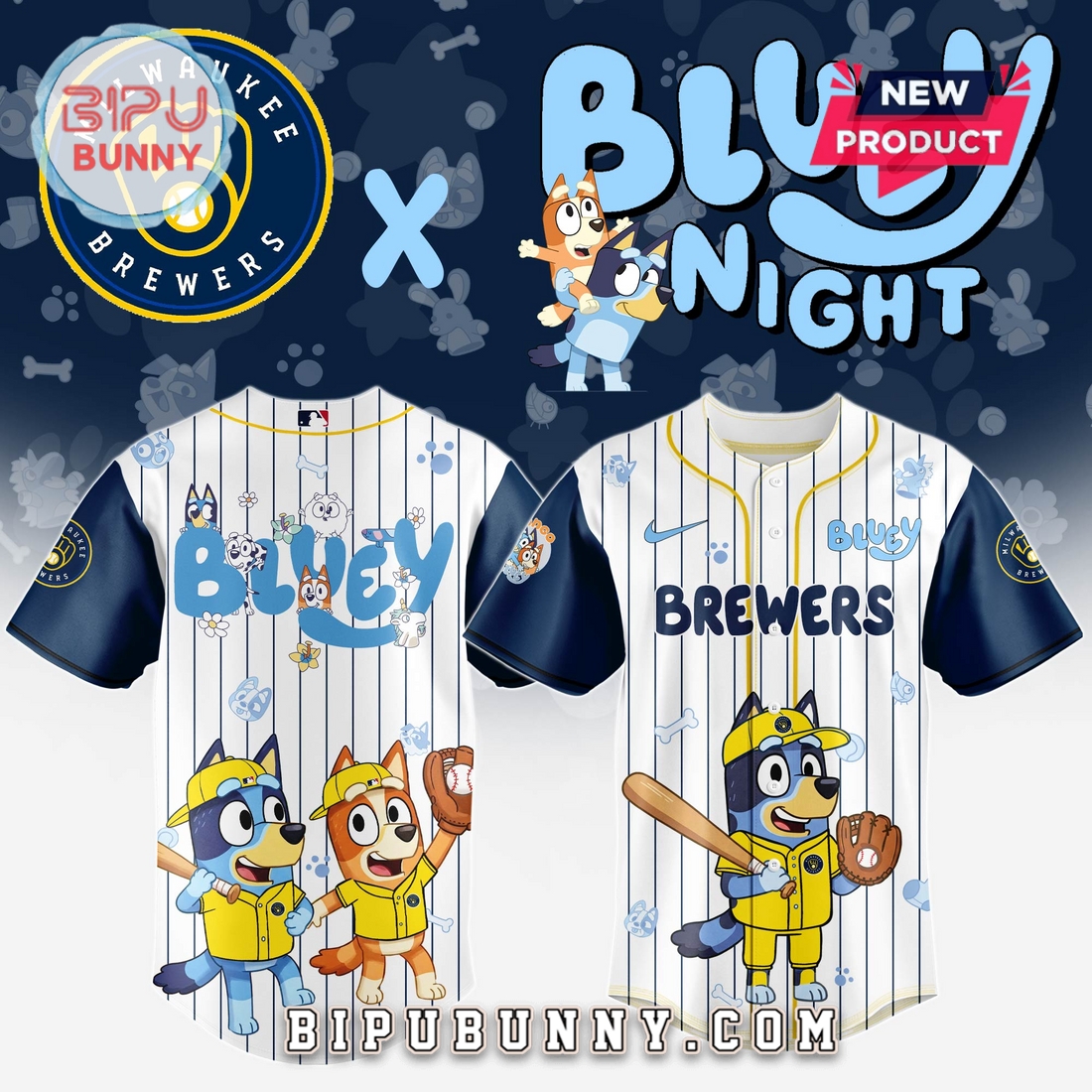 Milwaukee Brewers MLB x Bluey And Bingo Baseball Jersey - Image 2