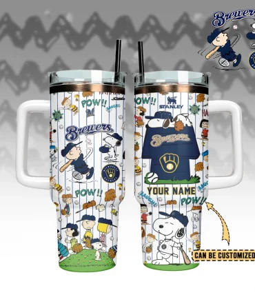 Milwaukee Brewers x Peanuts Custom Stanley Cup 40 oz 30 oz Tumbler With Handle