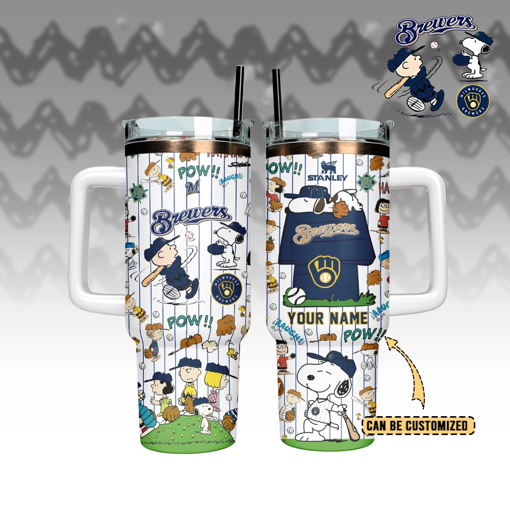 Milwaukee Brewers x Peanuts Custom Stanley Cup 40 oz 30 oz Tumbler With Handle