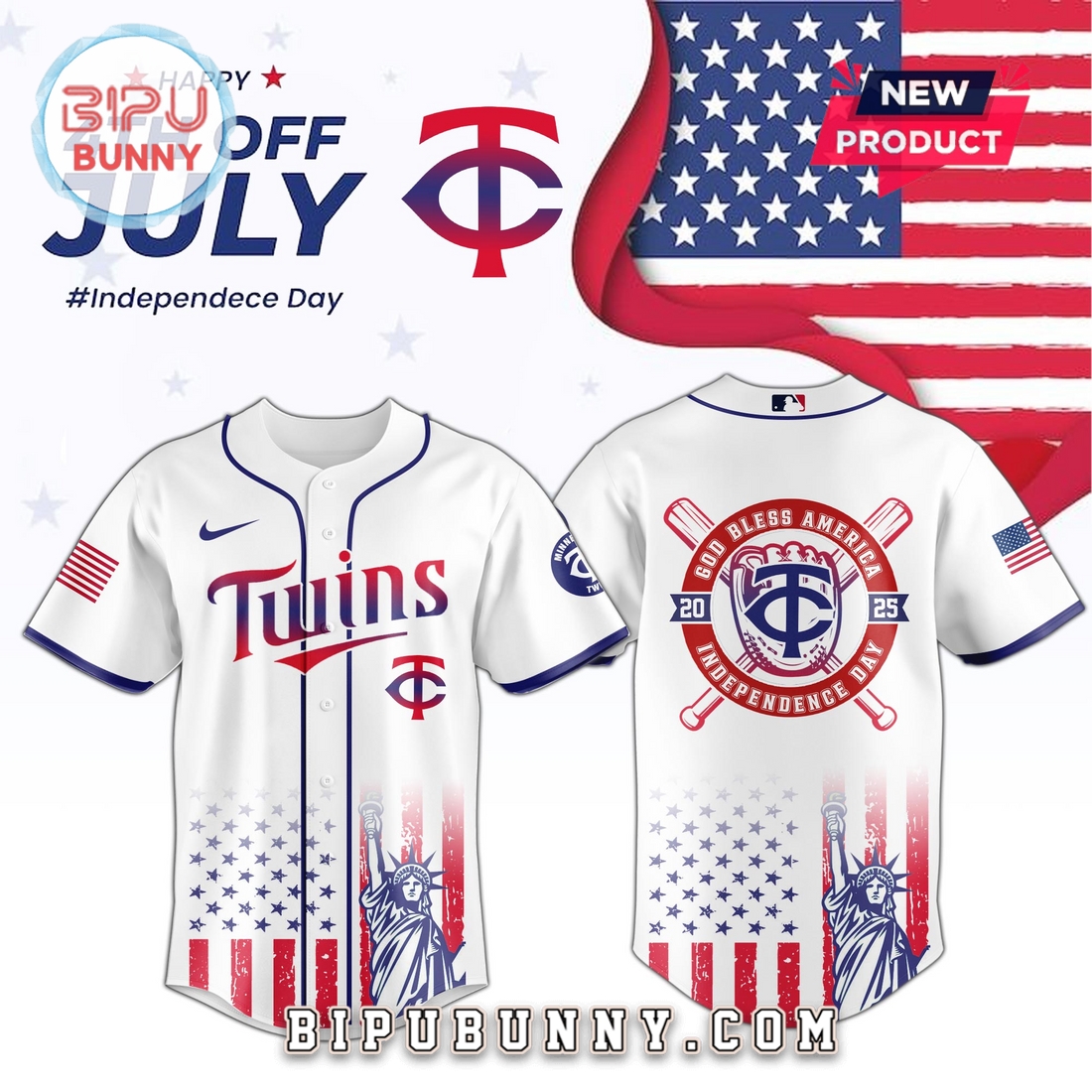Minnesota Twins MLB Independence Day 2025 Baseball Jersey - Image 2
