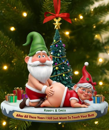 Naughty Old Gnome Couple Ornament - Personalized Gifts For Couple