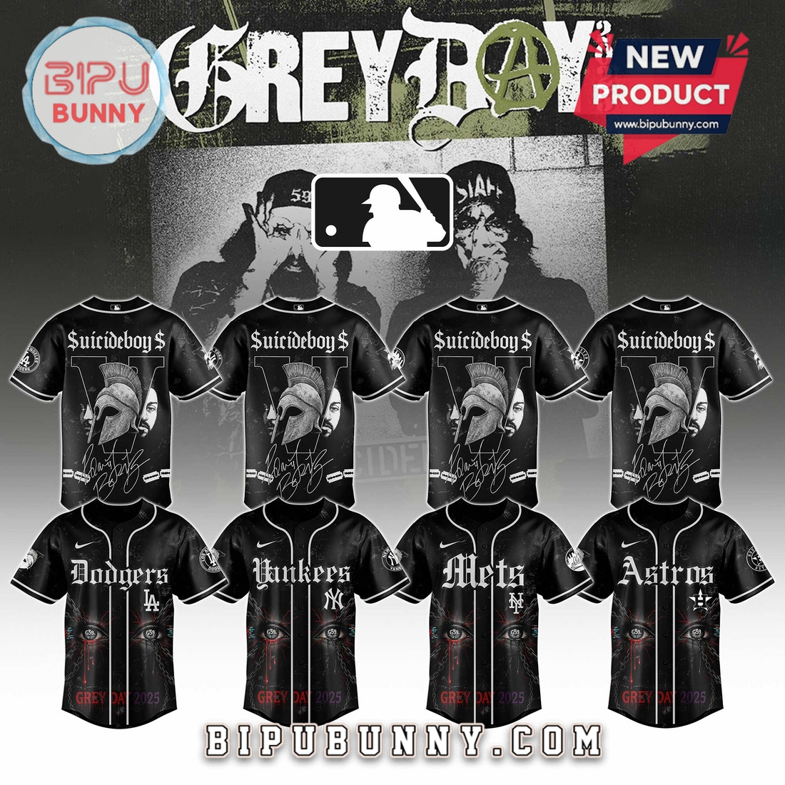 MLB x Suicideboys Grey Day 2025 Baseball Jersey