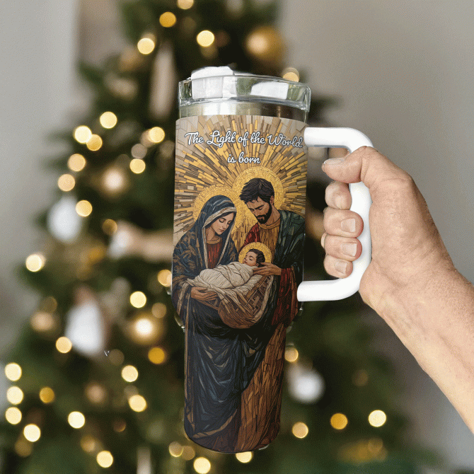 Nativity Blessings Christmas Custom Stanley Quencher 40oz Stainless Steel Tumbler With Handle - Image 2