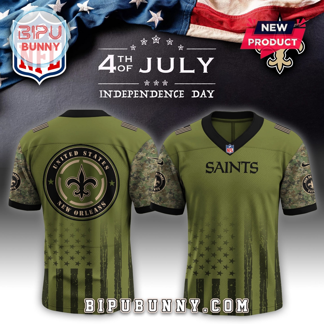 New Orleans Saints NFL x Independence Day Baseball Jersey