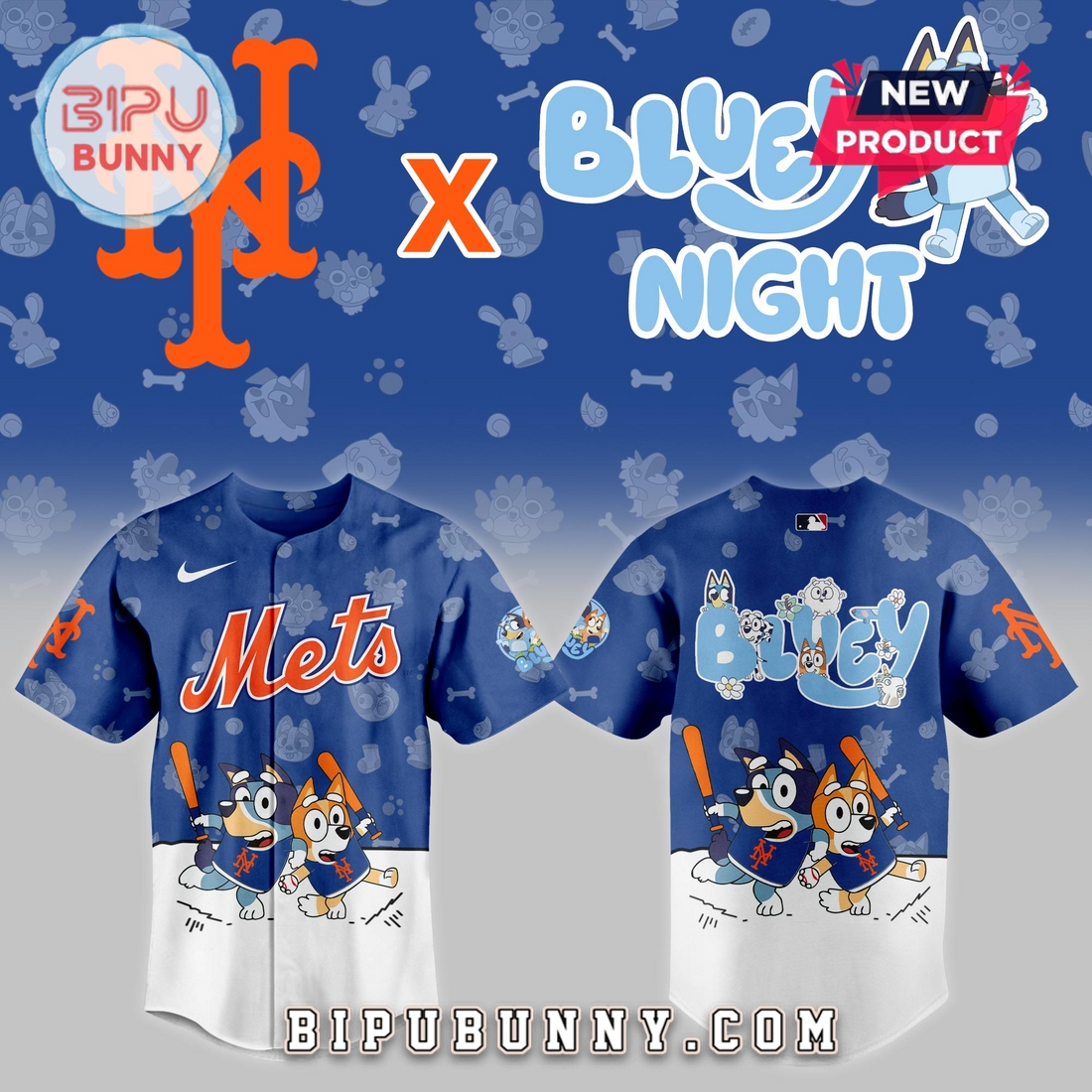 New York Mets 2025 Bluey Night Baseball Jersey - Image 2