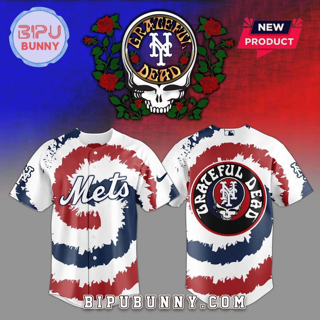 New York Mets MLB x Grateful Dead Baseball Jersey - Image 2