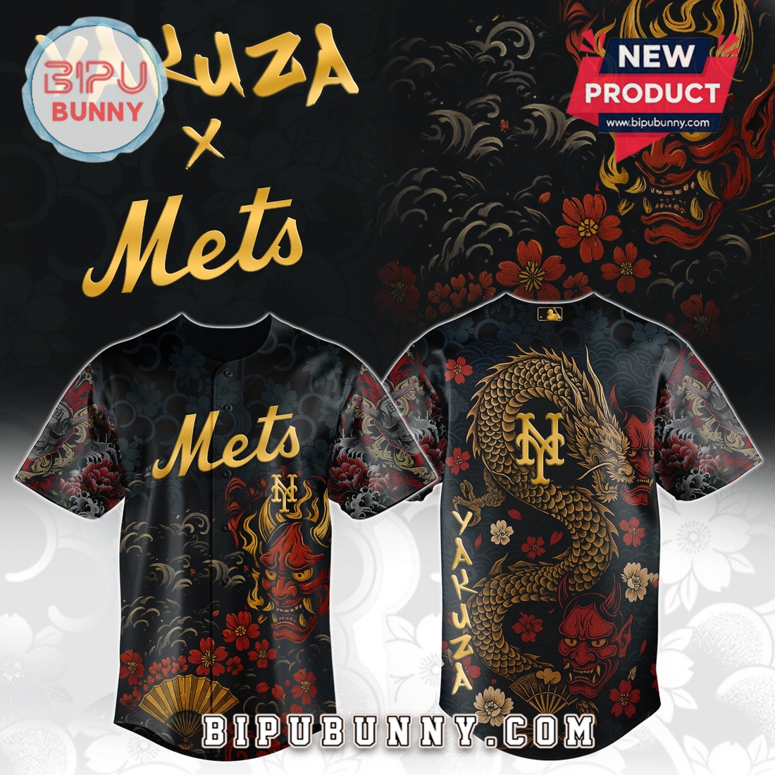 New York Mets MLB x Yakuza Bloodline Baseball Jersey