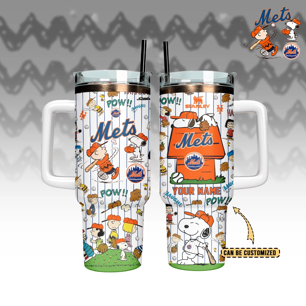 New York Mets x Peanuts Custom Stanley Cup 40 oz 30 oz Tumbler With Handle
