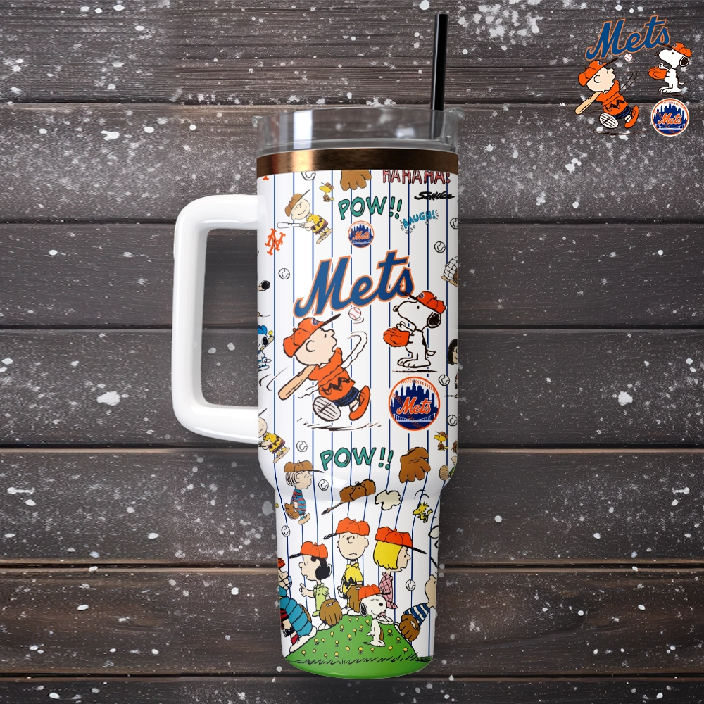 New York Mets x Peanuts Custom Stanley Cup 40 oz 30 oz Tumbler With Handle - Image 3