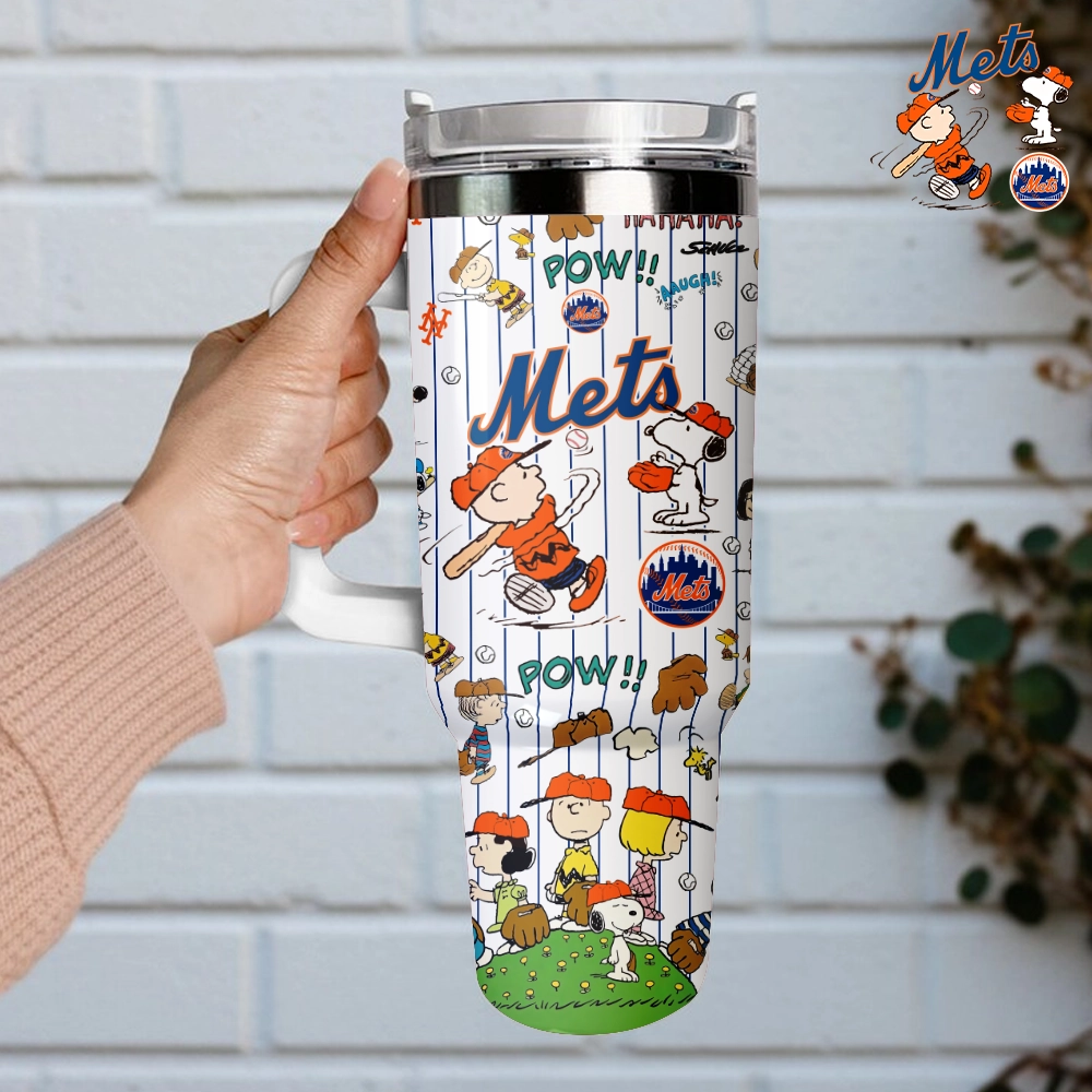 New York Mets x Peanuts Custom Stanley Cup 40 oz 30 oz Tumbler With Handle - Image 4