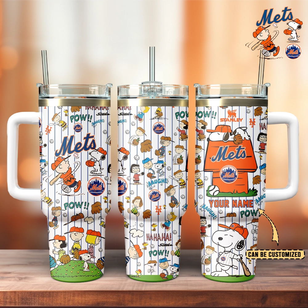 New York Mets x Peanuts Custom Stanley Cup 40 oz 30 oz Tumbler With Handle - Image 2