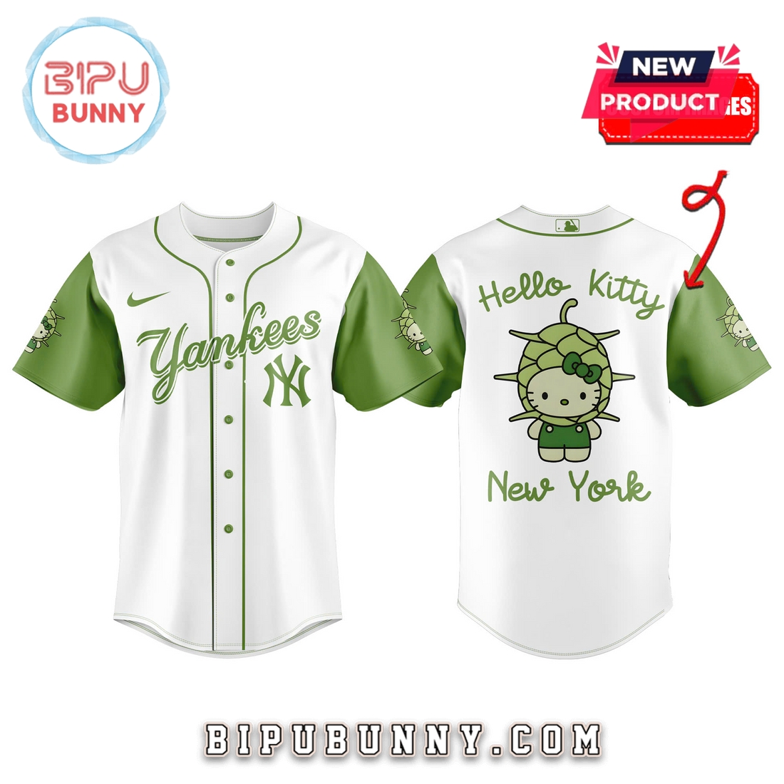 New York Yankees x 32 Algae Hello Kitty Baseball Jersey - Image 4