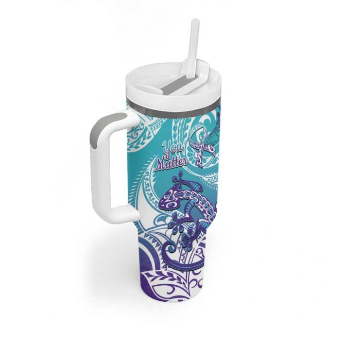New Zealand Suicide Prevention Month You Matter NZ Fern Custom Stanley Quencher 40oz Stainless Steel Tumbler With Handle - Image 2