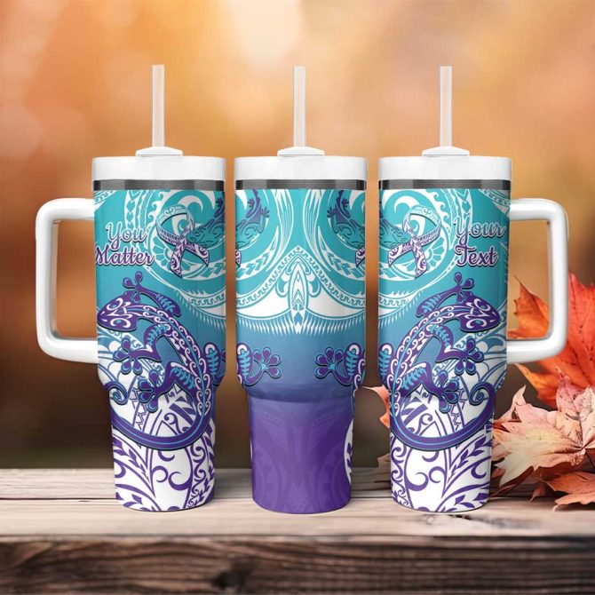 New Zealand Suicide Prevention Month You Matter NZ Fern Custom Stanley Quencher 40oz Stainless Steel Tumbler With Handle - Image 4