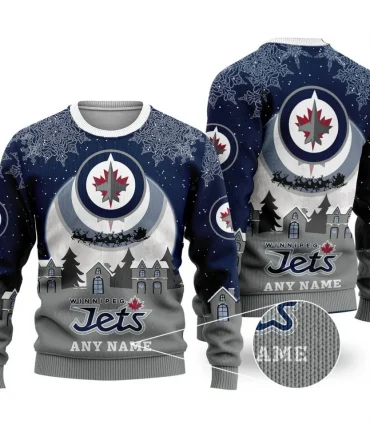 NHL Winnipeg Jets Personalized Name Christmas Ugly Sweater Design ST2306