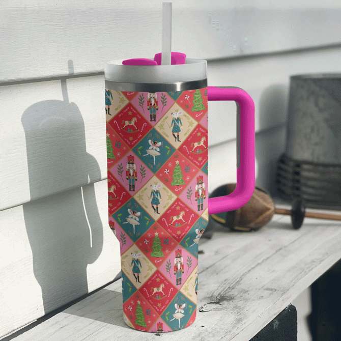 Nutcracker Holiday Cheer Christmas Custom Stanley Quencher 40oz Stainless Steel Tumbler With Handle - Image 2