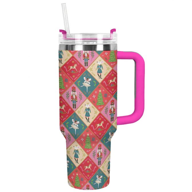 Nutcracker Holiday Cheer Christmas Custom Stanley Quencher 40oz Stainless Steel Tumbler With Handle