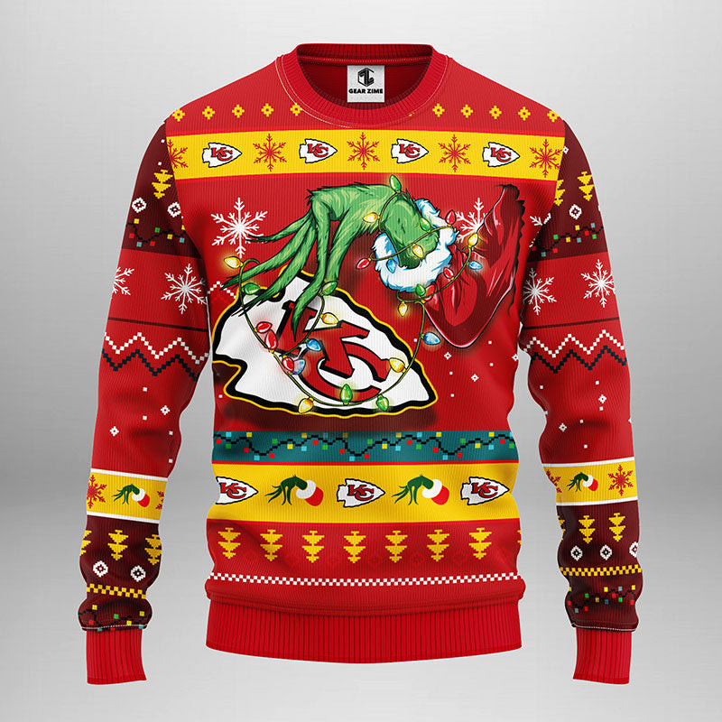 Kansas City Chiefs Grinch Ugly Christmas Sweater, Grinch Xmas Sweater