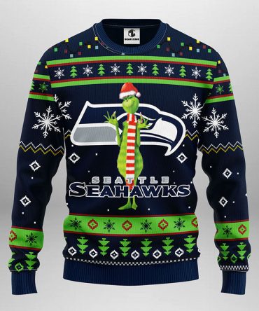 Seattle Seahawks Funny Grinch Ugly Christmas Sweater
