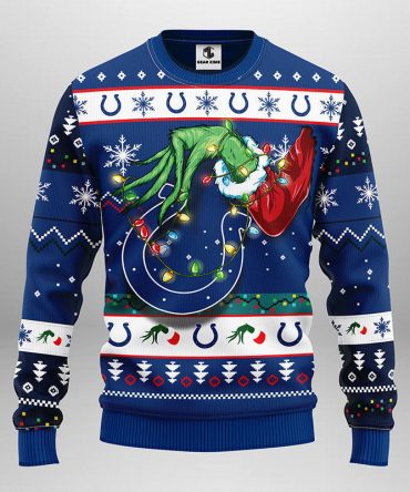 Indianapolis Colts Grinch Ugly Christmas Sweater, Grinch Xmas Sweater