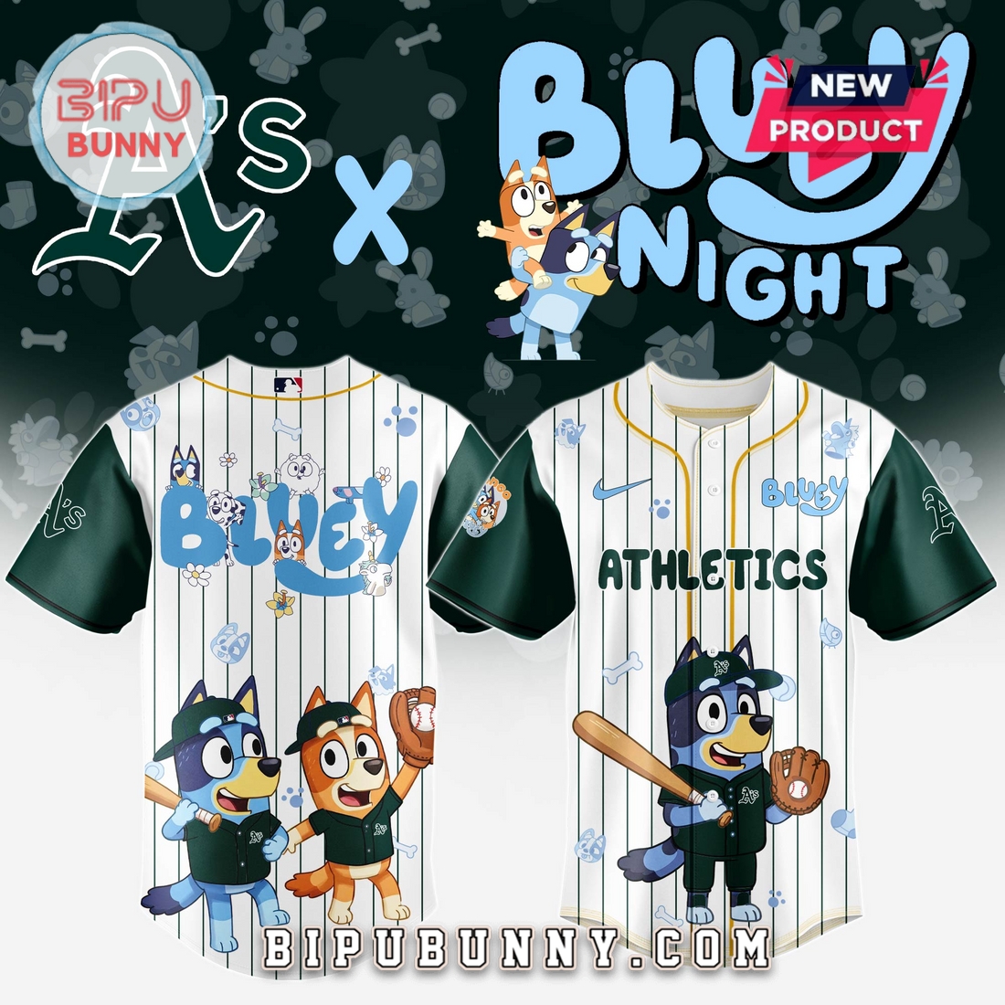 Oakland Athletics MLB x Bluey And Bingo Baseball Jersey