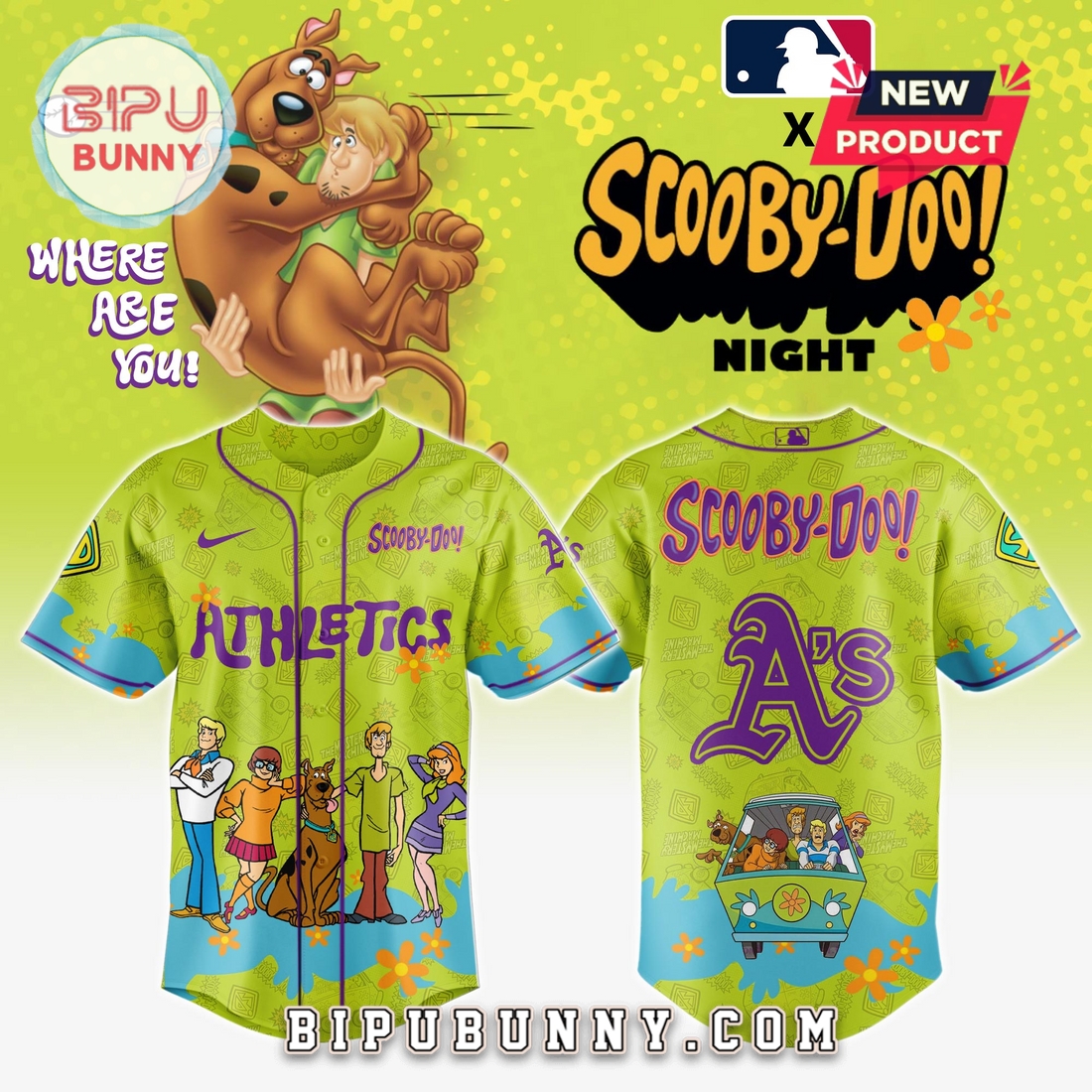 Oakland Athletics MLB x Scooby Doo Baseball Jersey