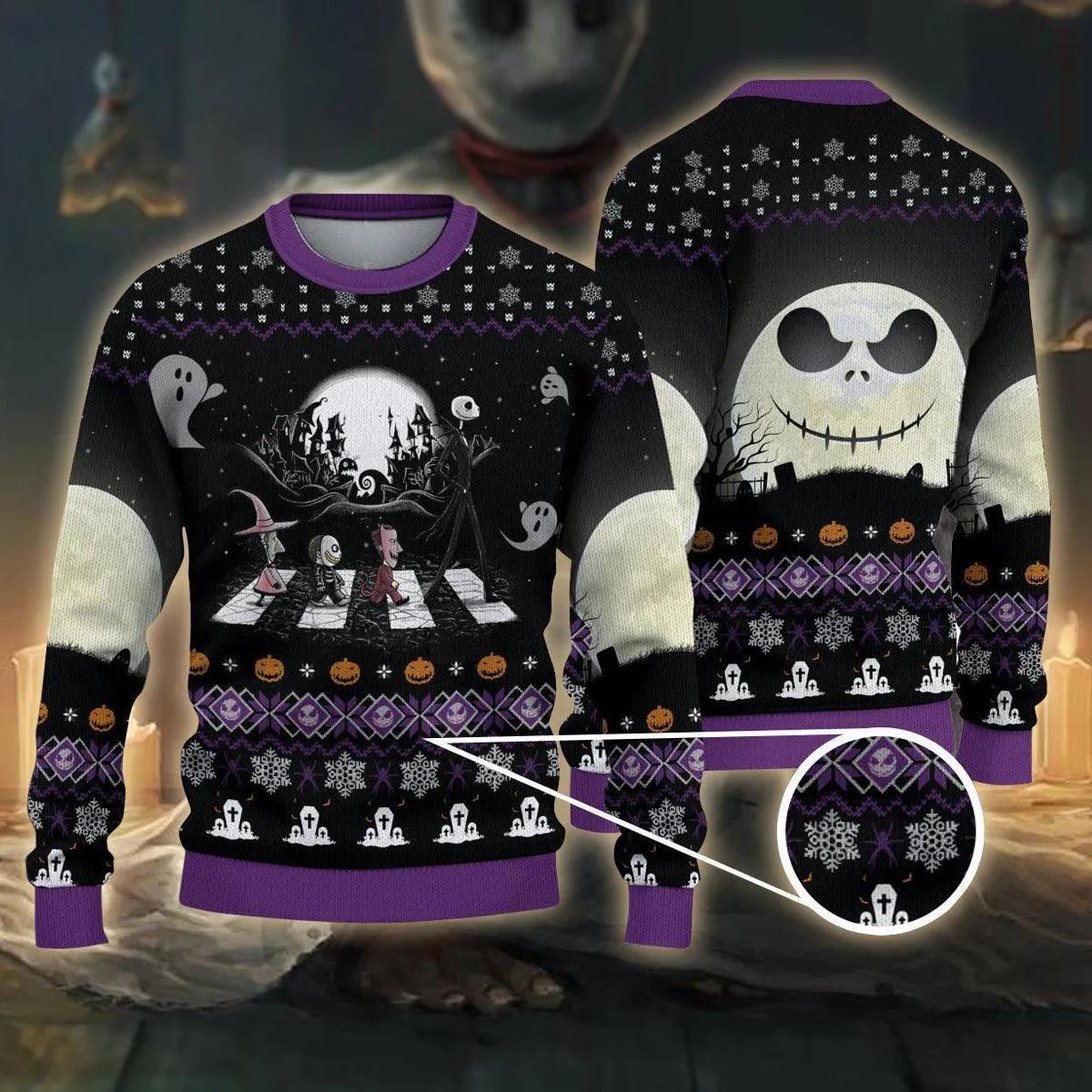 Nightmare Before Xmas Road Ugly Sweater, Nightmare Before Christmas Sweatshirt