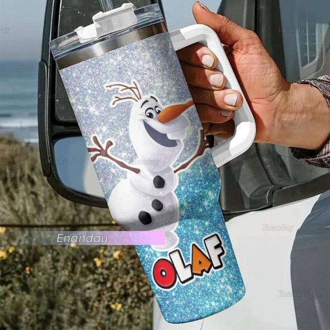 Olaf Frozen Cartoon Custom Stanley Quencher 40oz Stainless Steel Tumbler - Image 4