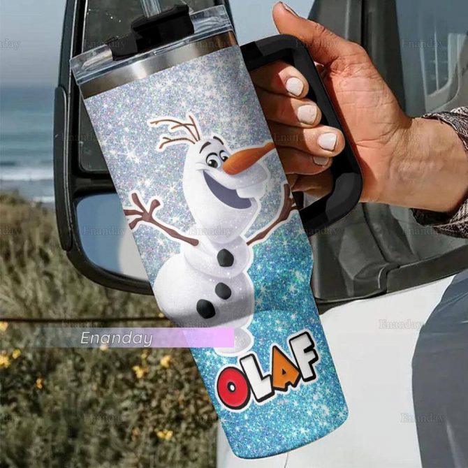 Olaf Frozen Cartoon Custom Stanley Quencher 40oz Stainless Steel Tumbler - Image 3