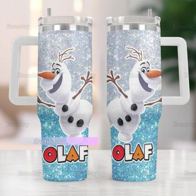 Olaf Frozen Cartoon Custom Stanley Quencher 40oz Stainless Steel Tumbler