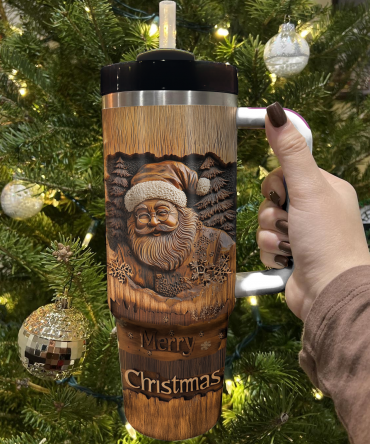 Old World Santa Christmas Custom Stanley Quencher 40oz Stainless Steel Tumbler With Handle