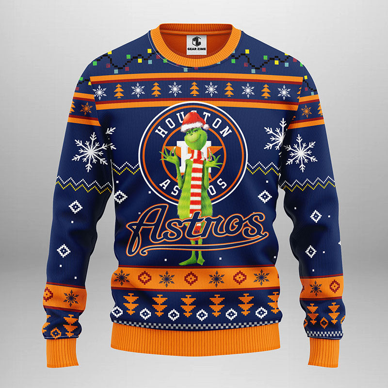 Houston Astros Funny Grinch Ugly Christmas Sweater, Grinch Xmas Sweater