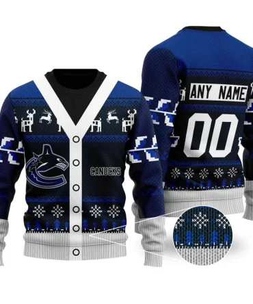 NHL Vancouver Canucks | Personalized Name &amp; Number Unisex Sweater For Christmas Season