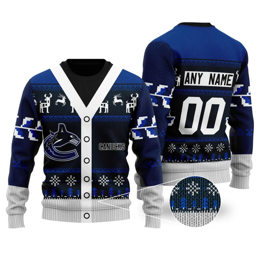 NHL Vancouver Canucks | Personalized Name & Number Unisex Sweater For Christmas Season
