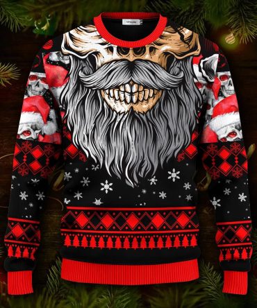 Cool Beard Skull Team Skull Ugly Christmas Sweater