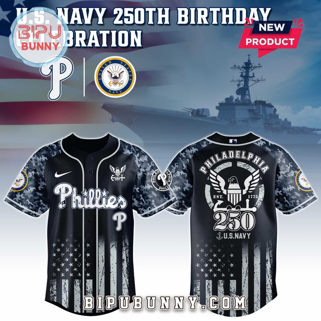 Philadelphia Phillies MLB x 250 U.S. Navy Baseball Jersey