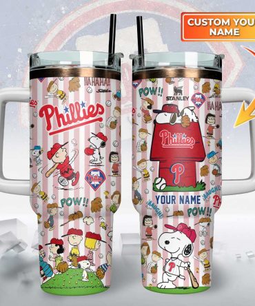 Philadelphia Phillies x Peanuts Custom Stanley Cup 40 oz 30 oz Tumbler With Handle