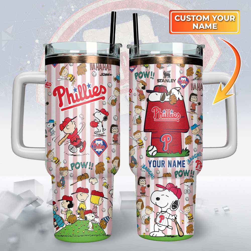 Philadelphia Phillies x Peanuts Custom Stanley Cup 40 oz 30 oz Tumbler With Handle
