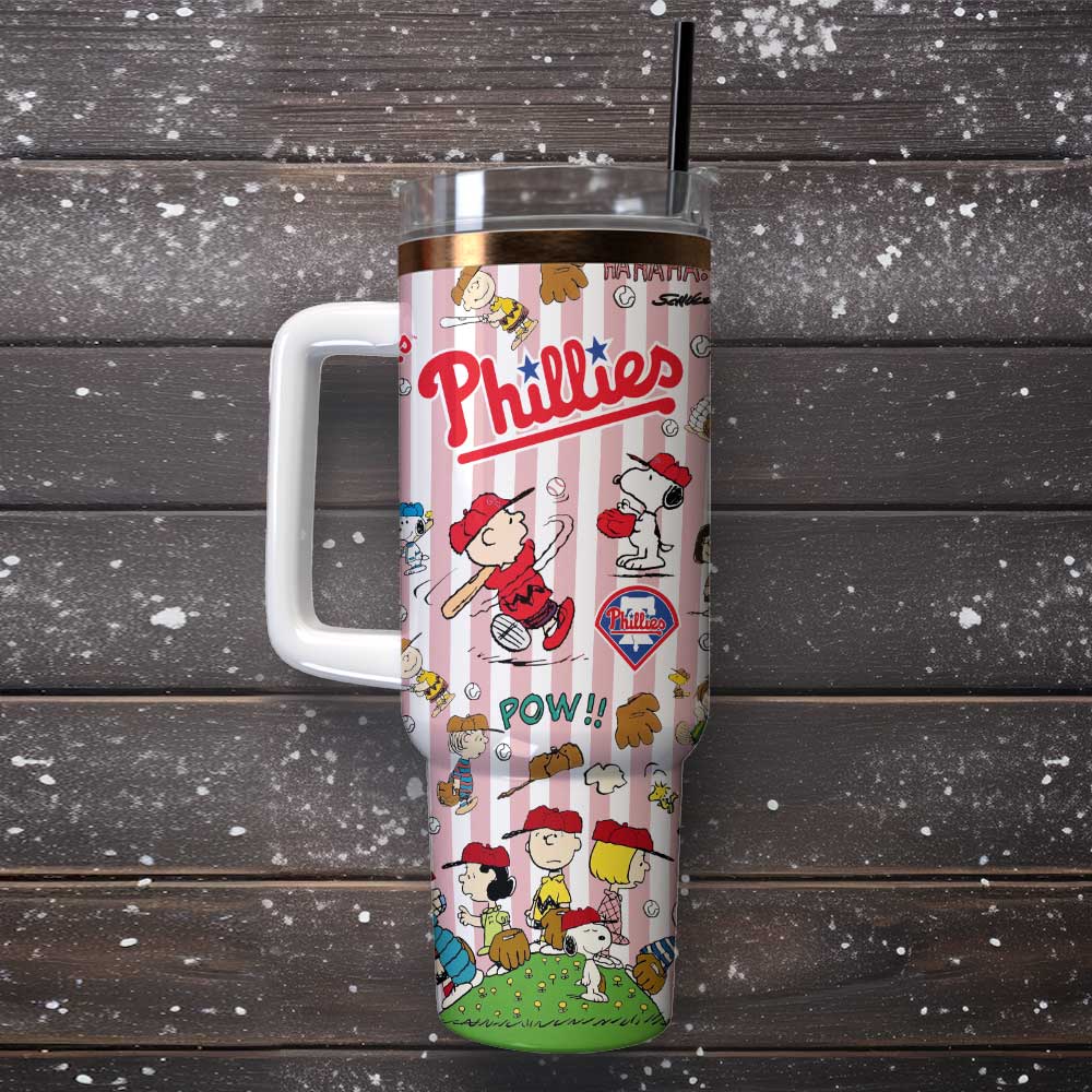 Philadelphia Phillies x Peanuts Custom Stanley Cup 40 oz 30 oz Tumbler With Handle - Image 4